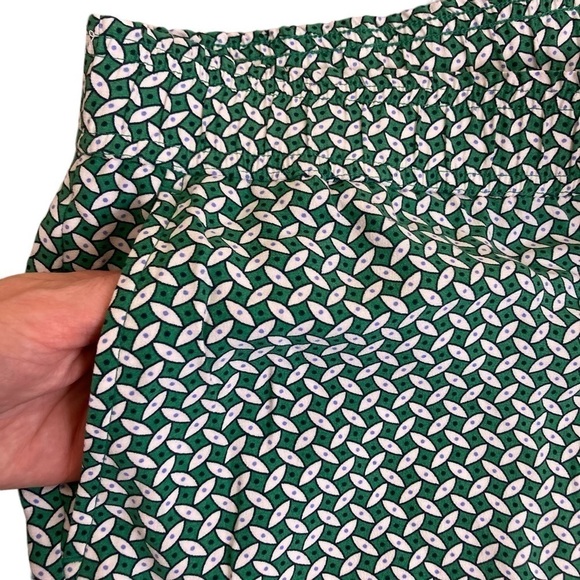 Ann Taylor Wide Leg Pull-on Pants Kelly Green/White Geometric Print NWT Size L - Picture 5 of 13